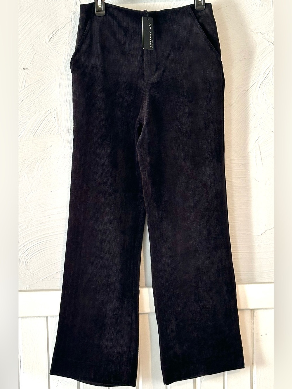 Current Air Black Corduroy Wide Leg Pants Meduim High Rise Stretch NWT